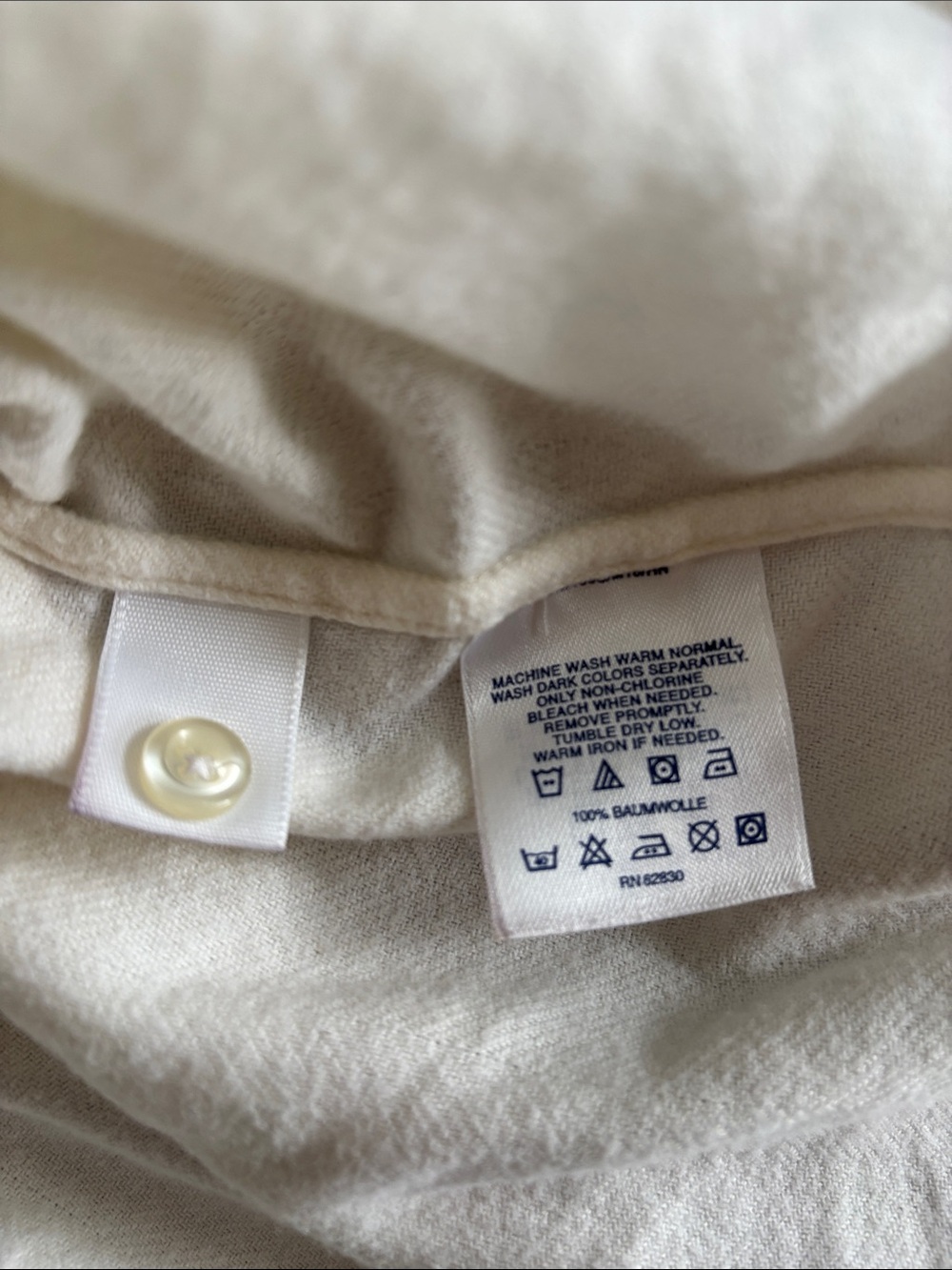 Lands End Portuguese Flannel Shirt Women’s Cotton Button Up Ivory Cream Size 2X - Picture 7 of 10